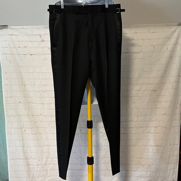 Tom Ford Tuxedo Pants Black Wool Flat Front Formal Sz 34x32 - Picture 2 of 13